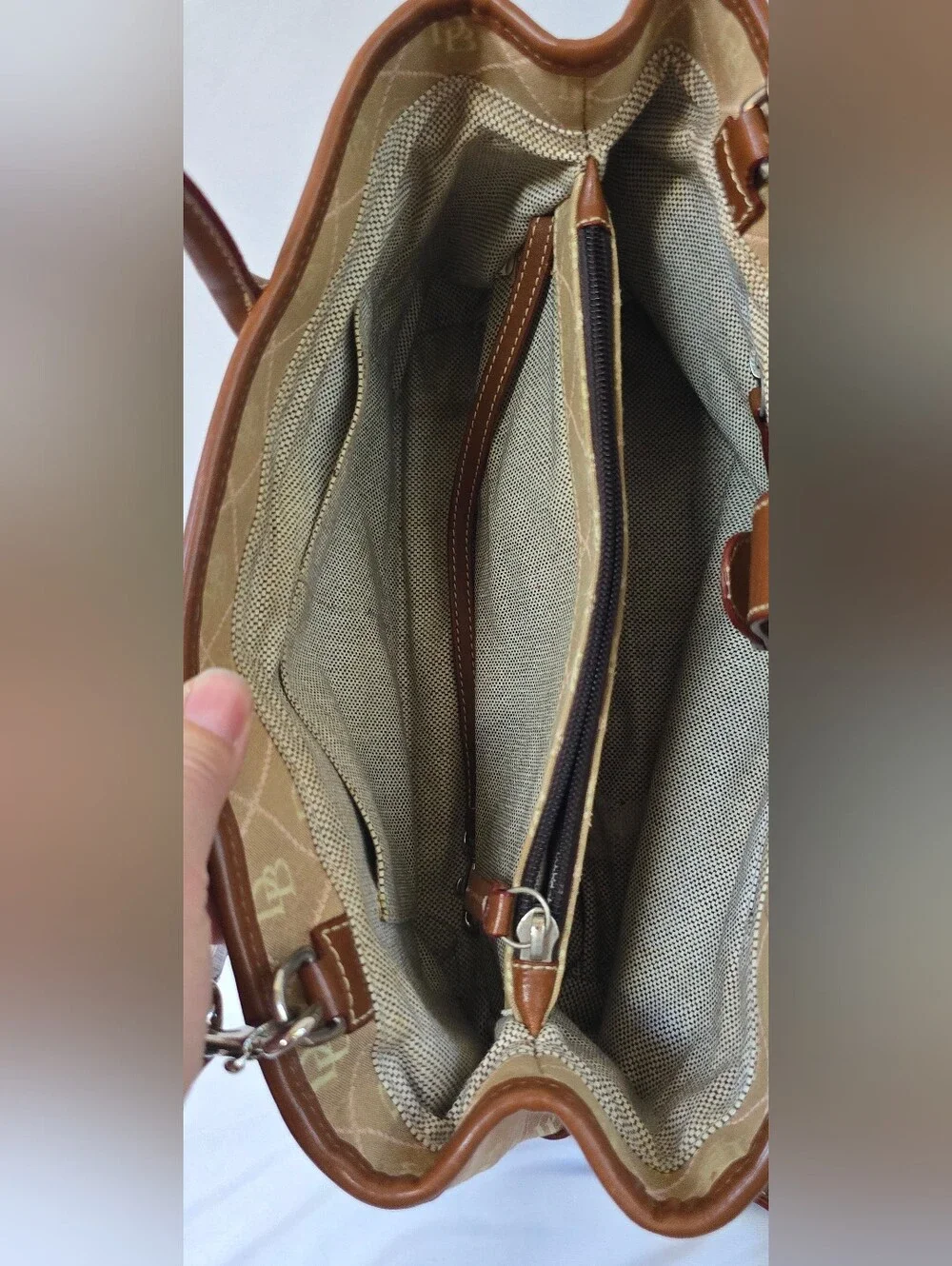 Dooney & Bourke DB Signature Monogram Canvas Leather Satchel Crossbody Bag